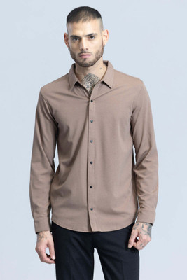 Snitch Men Solid Casual Grey Shirt