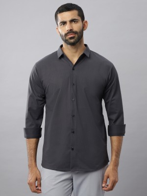 N AND J Men Solid Casual Black Shirt