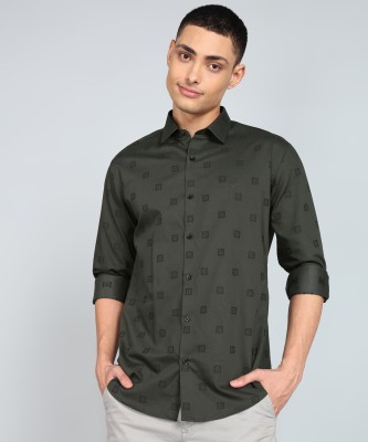 V DOT BY VAN HEUSEN Men Self Design Casual Black Shirt