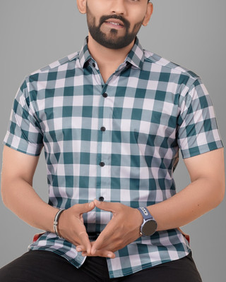 METRONAUT Men Checkered Casual Green Shirt