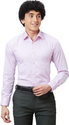 Raymond Men Self Design Formal Pink, White Shirt