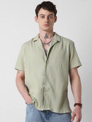 VASTRADO Men Self Design Casual Green Shirt