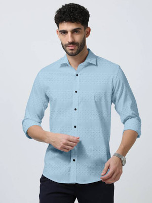 SATADHAR ENTERPRISE Men Self Design Casual Light Blue Shirt
