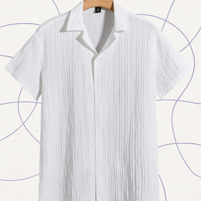 Dharamraj Fashion Men Self Design Casual White Shirt