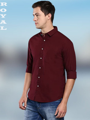 Havp K Square Enterprise Men Solid Formal Maroon Shirt