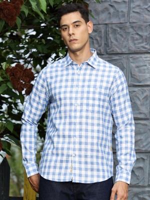 THOMAS SCOTT Men Checkered Casual Blue Shirt