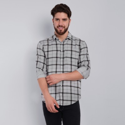 Vastraa Fusion Men Checkered Casual Grey, Black Shirt