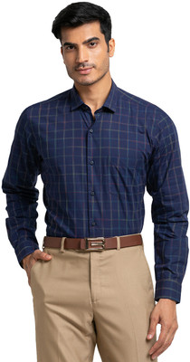 Raymond Men Checkered Formal Blue Shirt