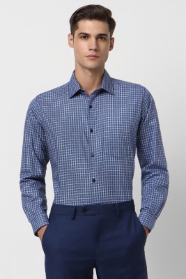 VAN HEUSEN Men Checkered Formal Blue Shirt