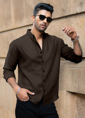 Yanthhi Men Solid Casual Purple Shirt