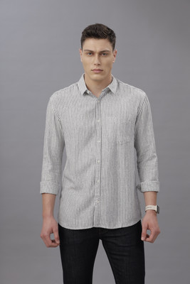 VOI JEANS Men Striped Casual White Shirt
