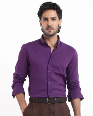 RARE RABBIT Men Solid Casual Purple Shirt