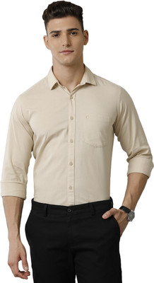 CAVALLO BY LINEN CLUB Men Self Design Formal Beige Shirt