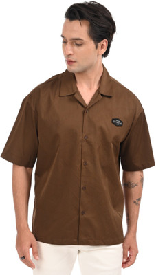 Estilocus Men Solid Casual Brown Shirt