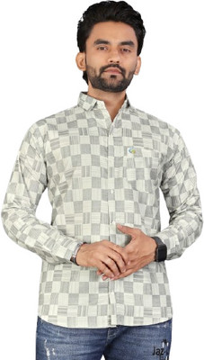 ISUEL FAB Men Checkered Formal Light Green Shirt