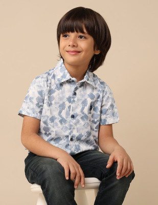 U.S. POLO ASSN. Boys Printed Casual Blue Shirt