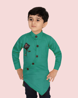 StylerOn Boys Embroidered Casual Green Shirt