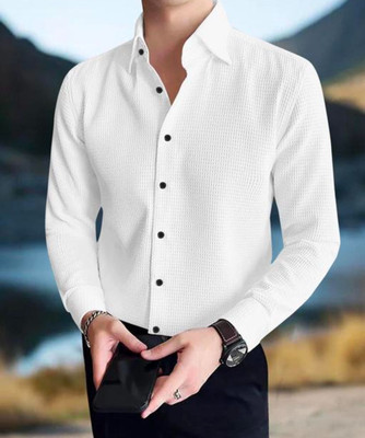 VXHAENTERPRISE Men Solid Casual White Shirt