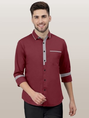 Zimli Men Solid Casual Maroon Shirt