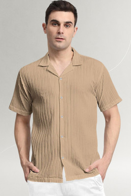 A Dearise Trend Men Striped, Self Design, Solid Casual Cream Shirt
