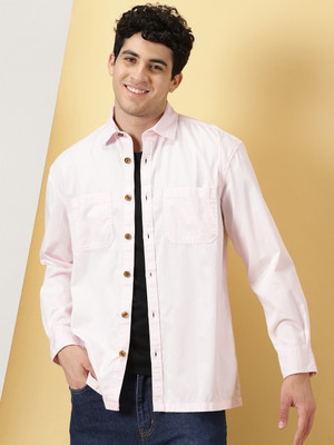 THOMAS SCOTT Men Solid Casual Pink Shirt