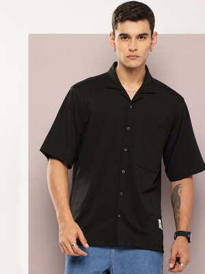 Kook N Keech Men Self Design Casual Black Shirt