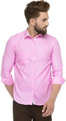 Modernity Men Solid Casual Pink Shirt