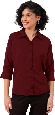 Aloof Women Solid Casual Maroon Shirt