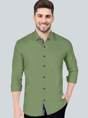 VTEXX Men Solid Casual Green Shirt