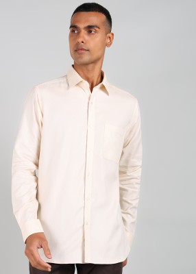 Raymond Men Self Design Formal Beige Shirt