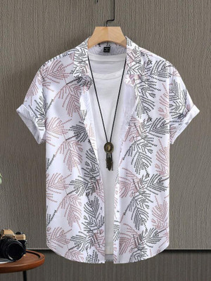 Marmic Fab Men Printed Casual White Shirt