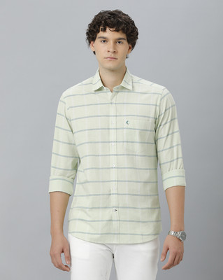 CAVALLO BY LINEN CLUB Men Striped Casual Green Shirt