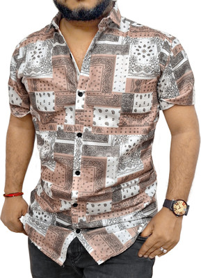 The style grove Men Solid Casual Orange, White, Black Shirt