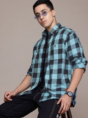 Roadster Men Checkered Casual Blue Shirt