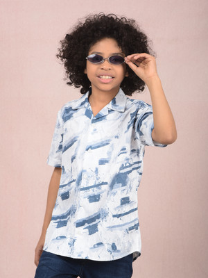 CRIMSOUNE CLUB Boys Printed Casual Blue Shirt
