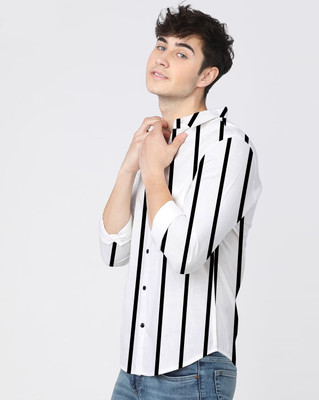 HASINI Fashion Men Printed Casual White Shirt