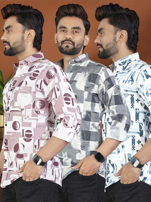 METRONAUT Men Printed Casual Multicolor Shirt(Pack of 3)