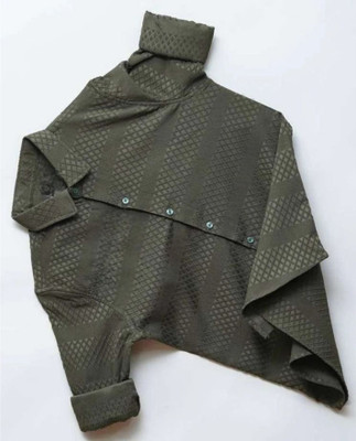 SHFASHION Men Self Design Casual Green Shirt
