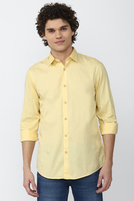 PETER ENGLAND Men Solid Casual Yellow Shirt