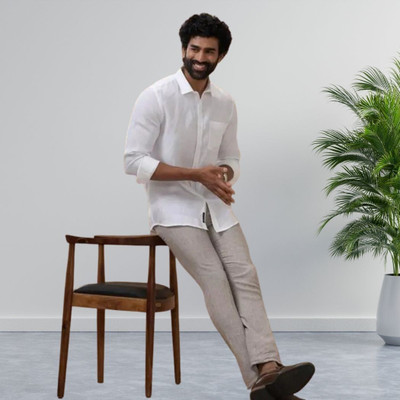 trendfeverstore Men Solid Casual White Shirt