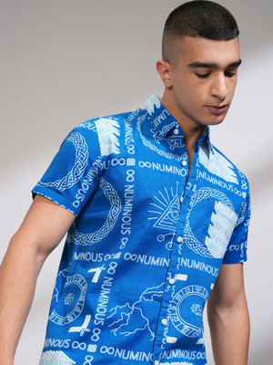 HIGHLANDER Men Printed Casual Blue Shirt