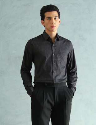 ARROW Men Printed Formal Black Shirt