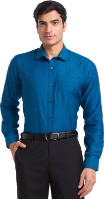 PARK AVENUE Men Self Design Formal Dark Blue Shirt