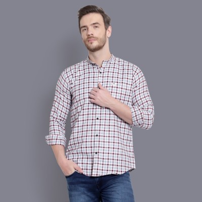 Paul Jordan Men Checkered Casual White Shirt