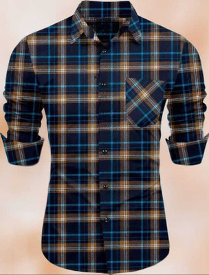 zuxe Men Checkered Formal Yellow Shirt