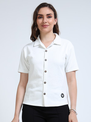 EMPERORS YATHRA Women Solid Casual White Shirt