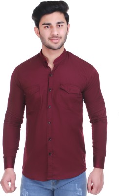 vesloo willow Men Solid Casual Maroon Shirt