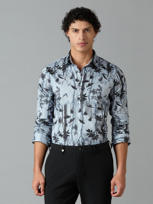 Mark & Albert Men Floral Print Casual Light Blue Shirt