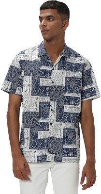 MUFTI Men Printed Casual Dark Blue, White, Grey Shirt