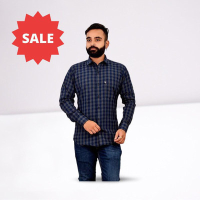 Arthz Fab Trend Men Checkered Casual White Shirt